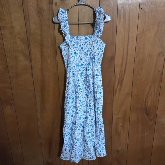 Draper James Ladies Ruffle Sleeve Dress Size XS Blue Paisely - Picture 3 of 6